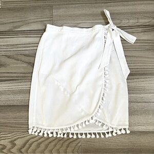 J. Crew White Faux Wrap Skirt Swimsuit Cover Up With Tassels Size XS